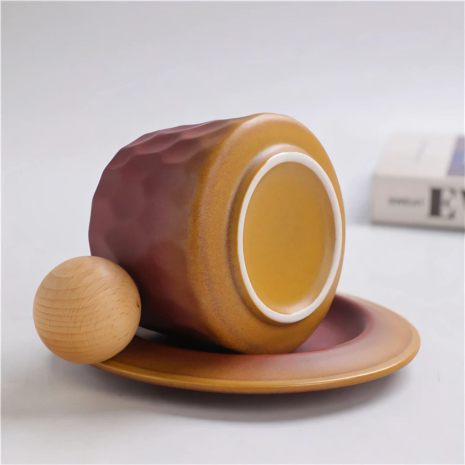 Coffee Cup with Wooden Handle