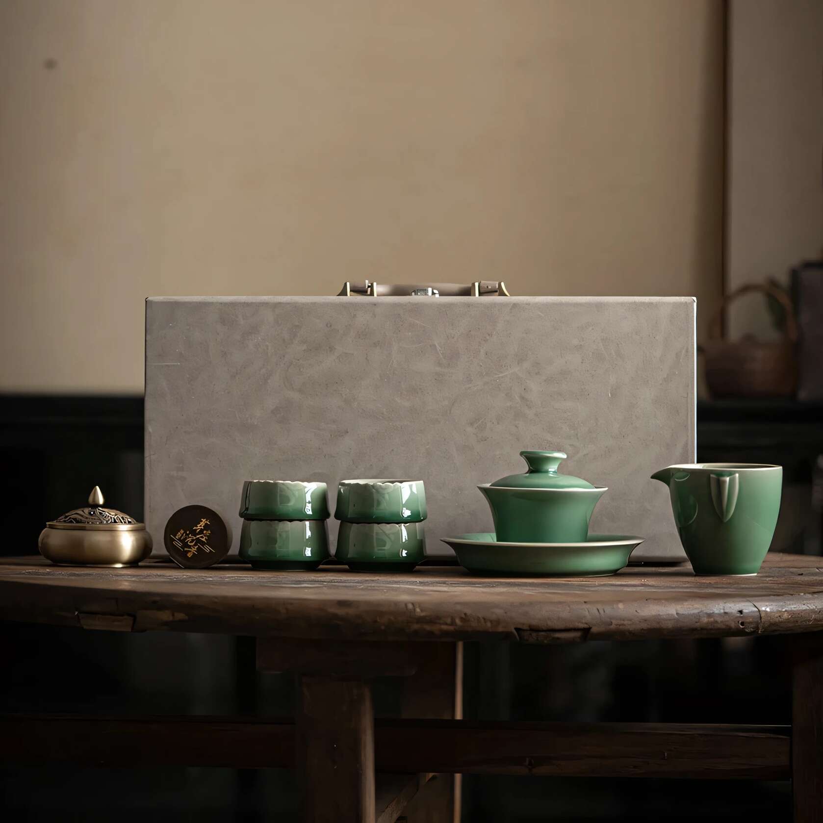 Celadon Tea Set with Incense Burner
