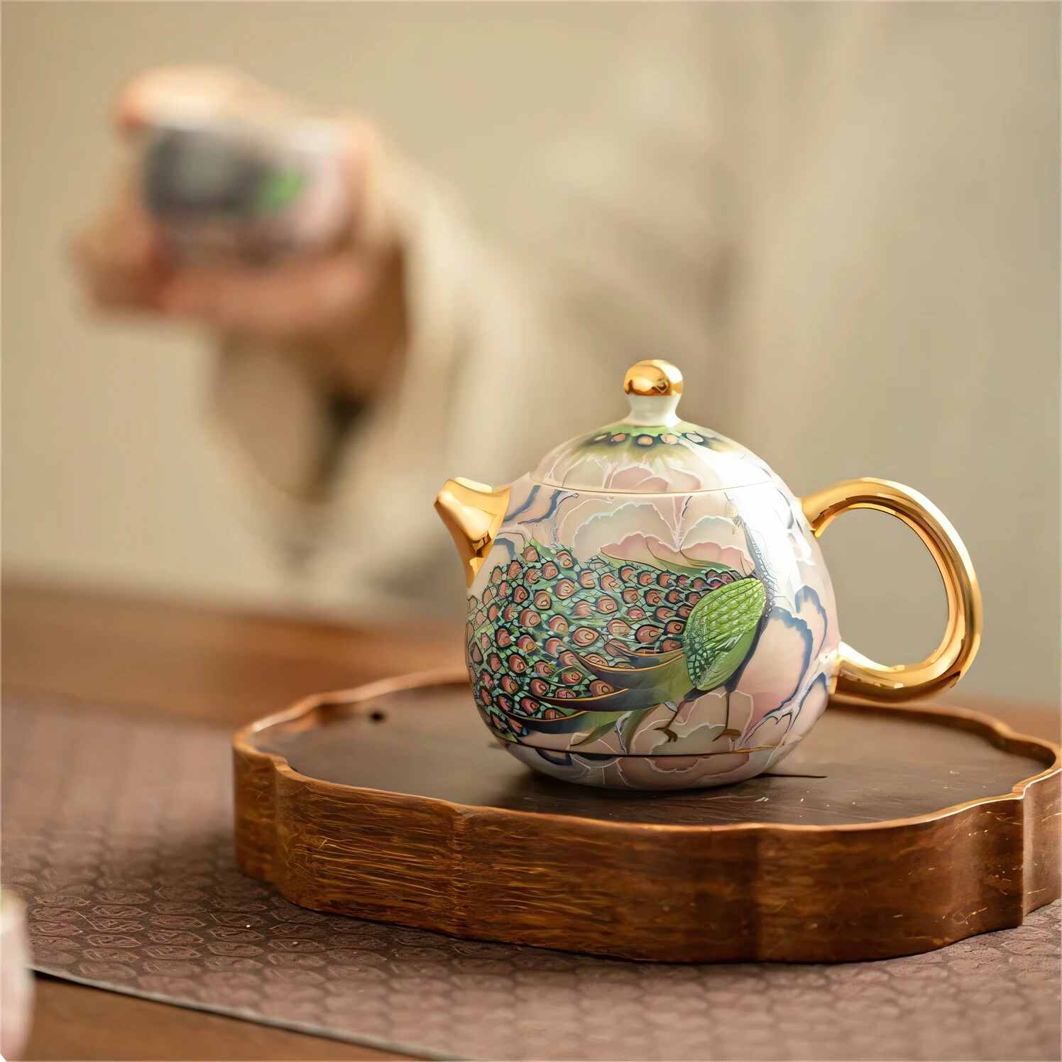 Peacock Design Tea Set