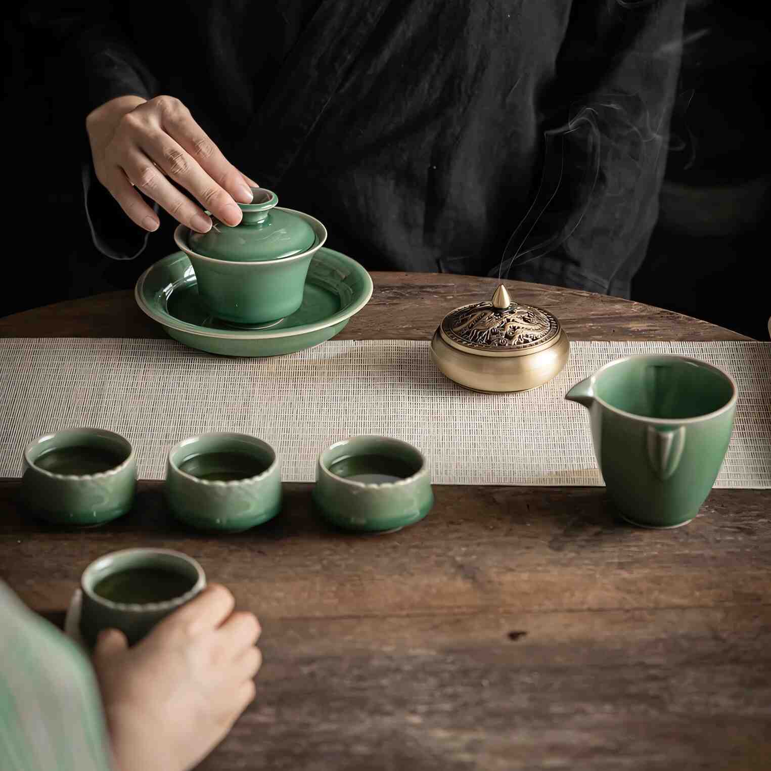 Porcelain Tea Set with Gold Trim