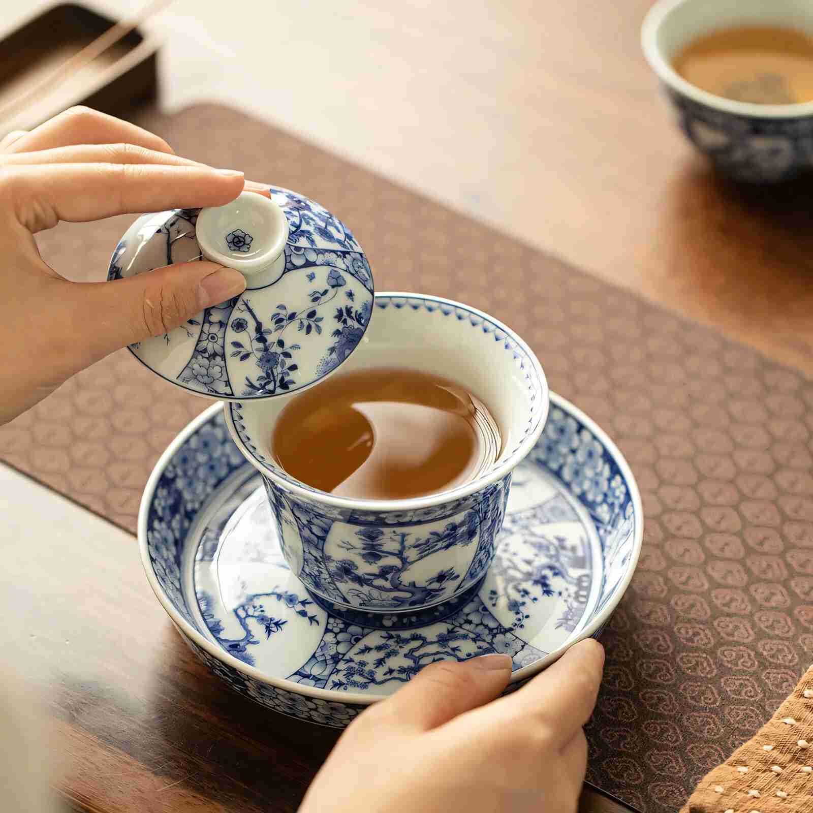 Hand drawn ceramic tea cup