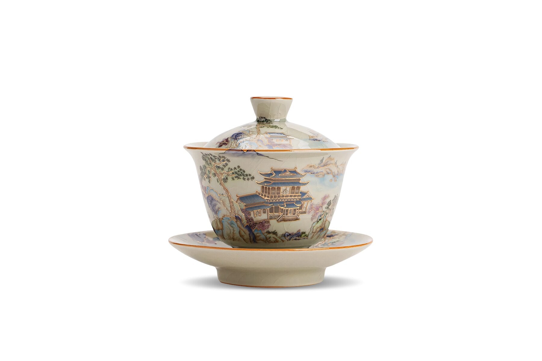 Tea Set with Mountain View Design