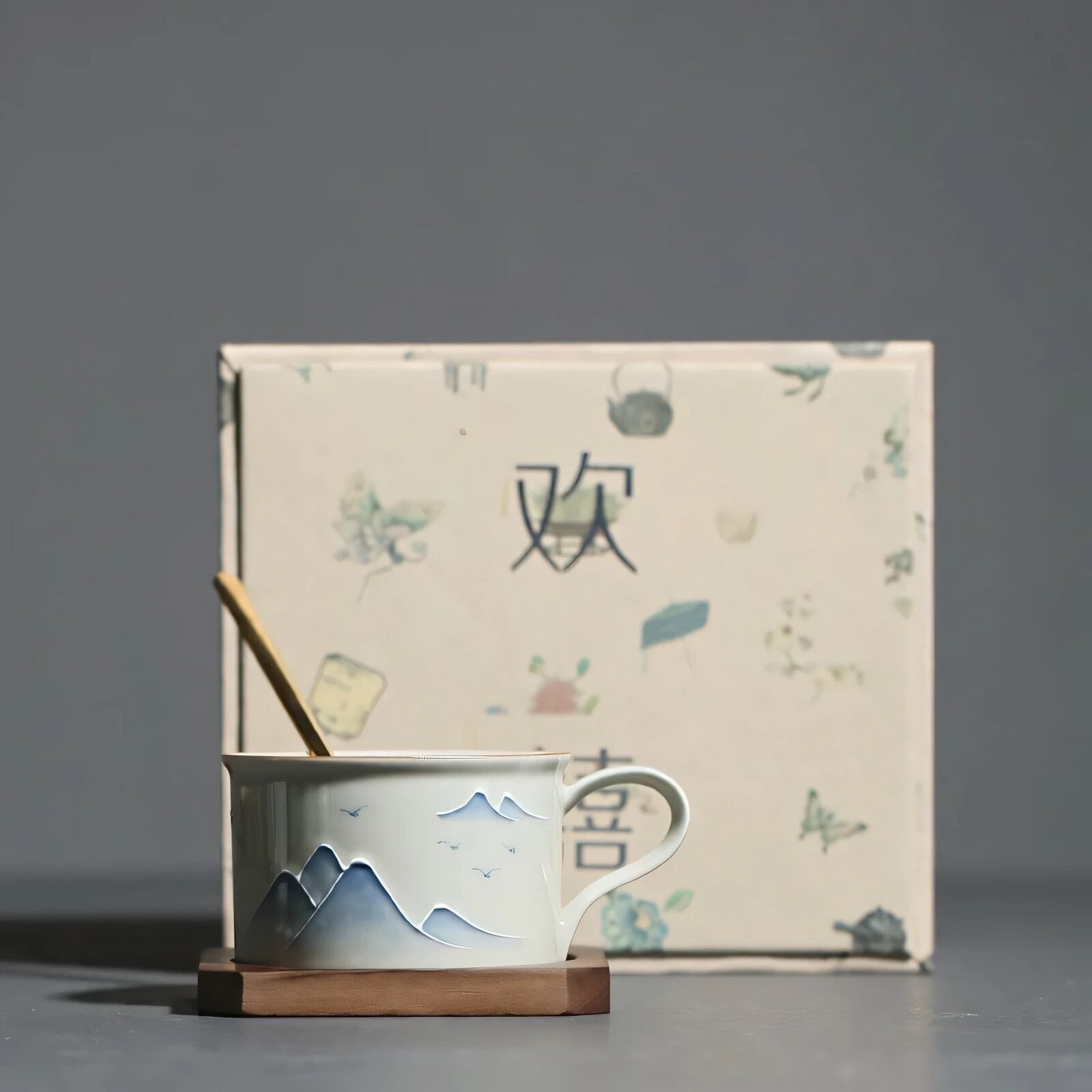 Tea Cup with Mountain Design