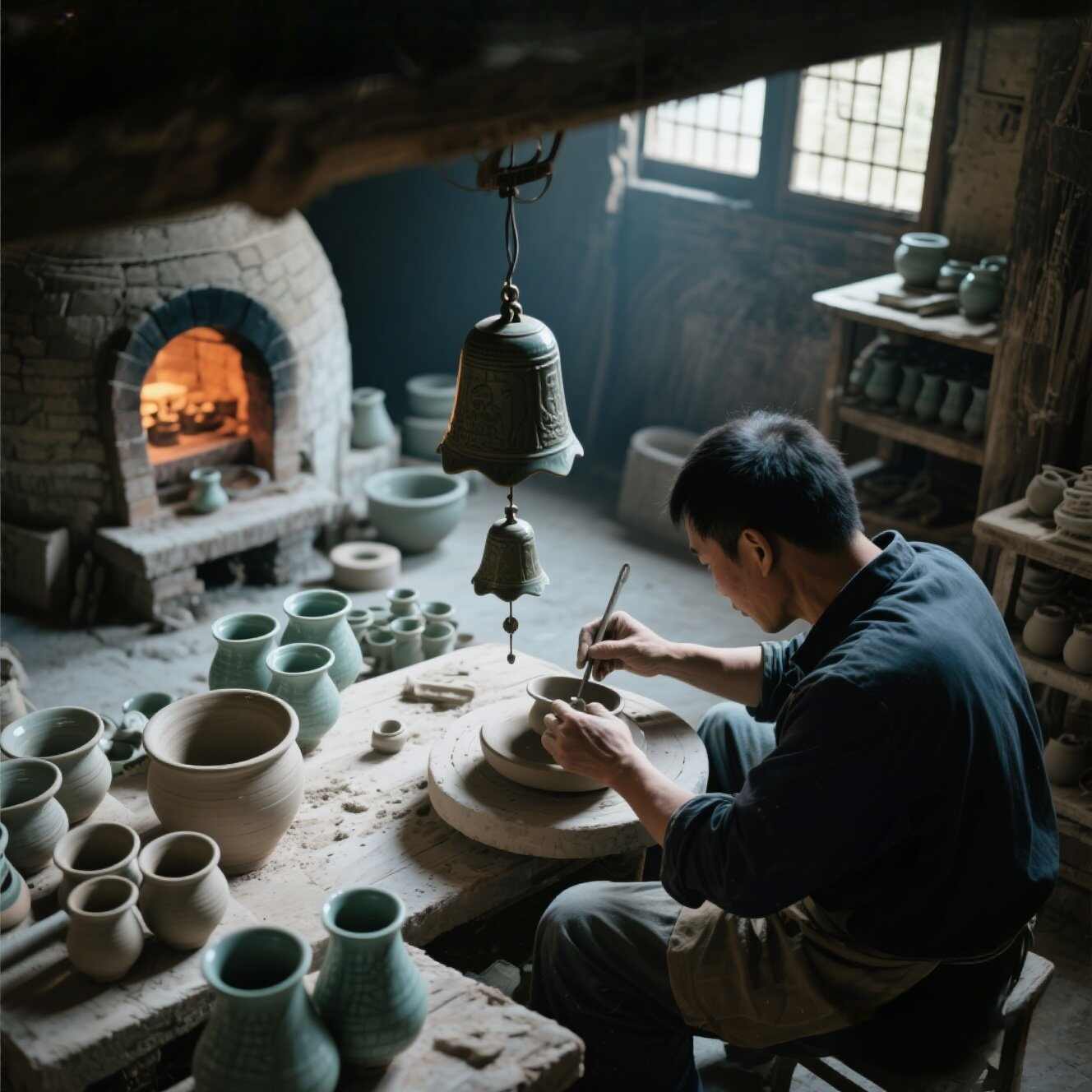 Why does the Ru kiln make a wind chime like sound when opening